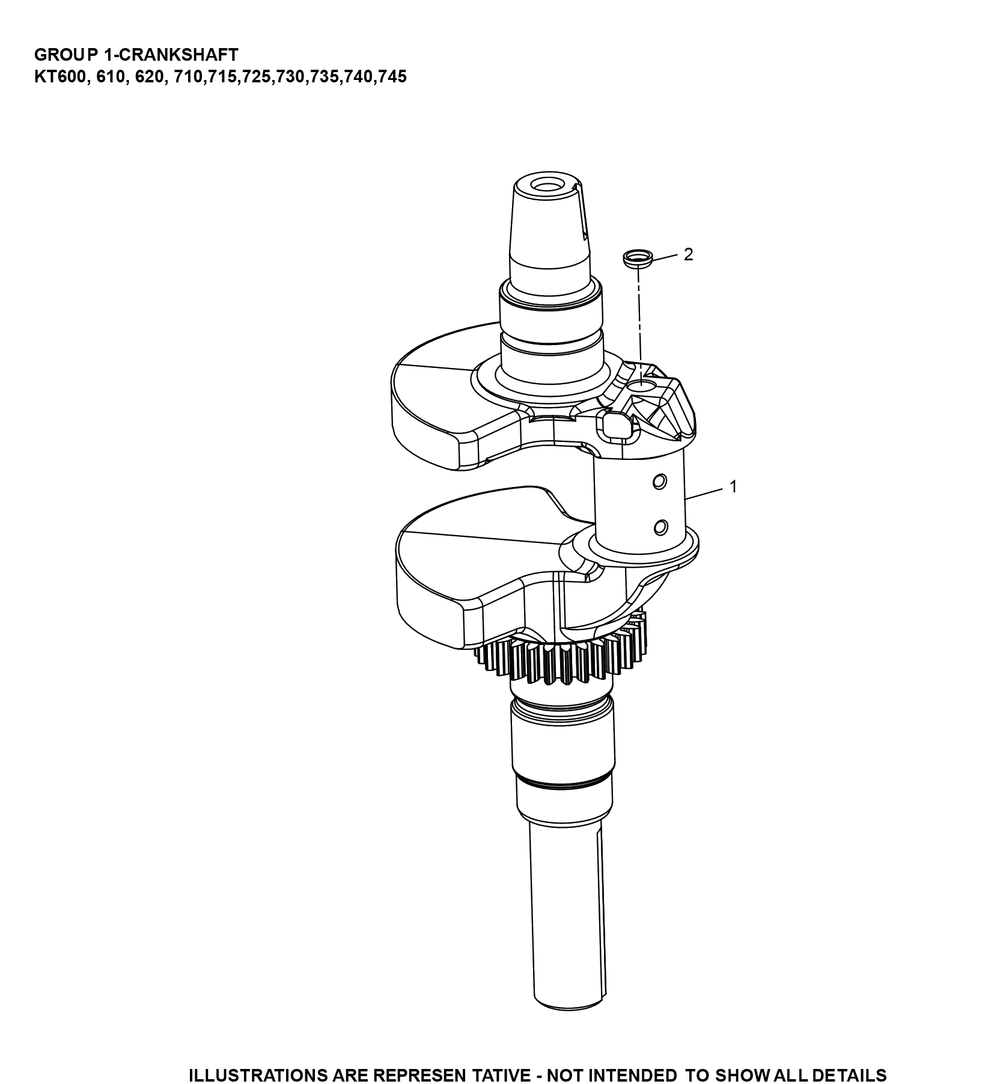 Kt725-3109 Crankshaft Diagram and Parts List for KT725-3109  Cub Cadet Lawn Tractor